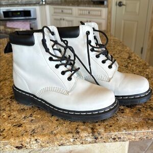 Dr. Martens White and Black Combat Boots